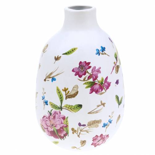 Dekorativ vase hvite blomster Ø11cm H17,5cm