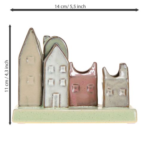 gjenstander Minivasesett, fargerike hus til borddekorasjon, 14 cm