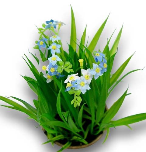 Forglemmegei med gress og bolle 18cm