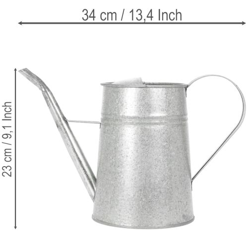 Galvanisert dekorativ vannkanne, metall, grå, vintage-look, 1,7 l, H23 cm, for stilig blomsterdekorasjon og plantekasser | Floristik24.no