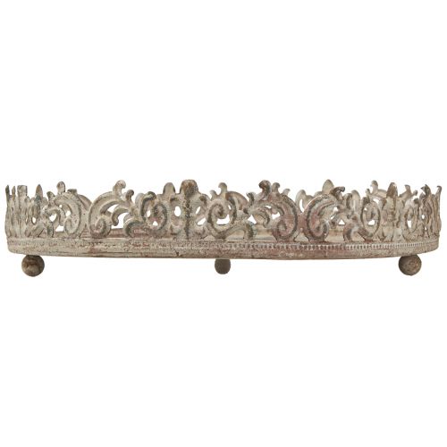 Floristik24 Vintage dekorativt brett rundt med føtter grå Ø30/35cm sett med 2 stk