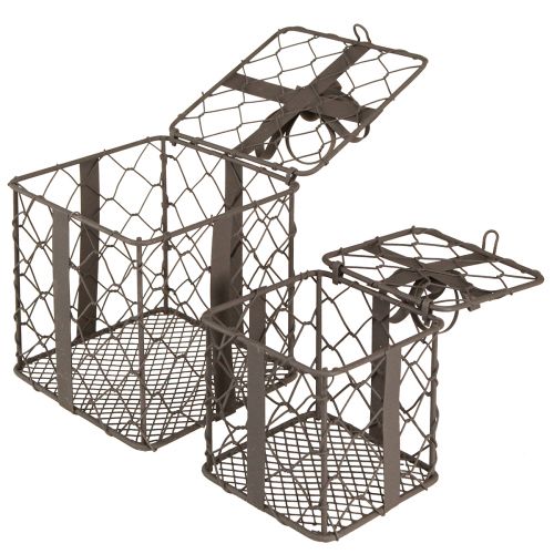 gjenstander Vintage trådkurv gave metallgrå 10,5/7,5cm sett med 2 stk
