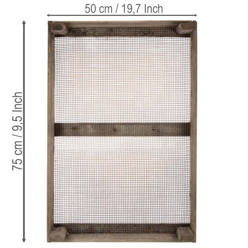 gjenstander Vintage treboks med netting, landlig stil, løksil, dekorativ, 75 × 50 × 14 cm