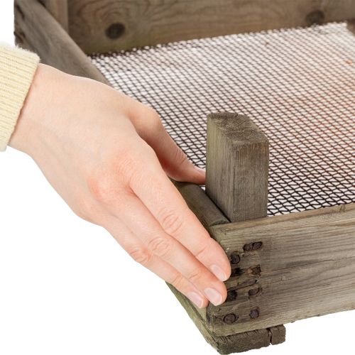 gjenstander Vintage treboks med netting, landlig stil, løksil, dekorativ, 75 × 50 × 14 cm