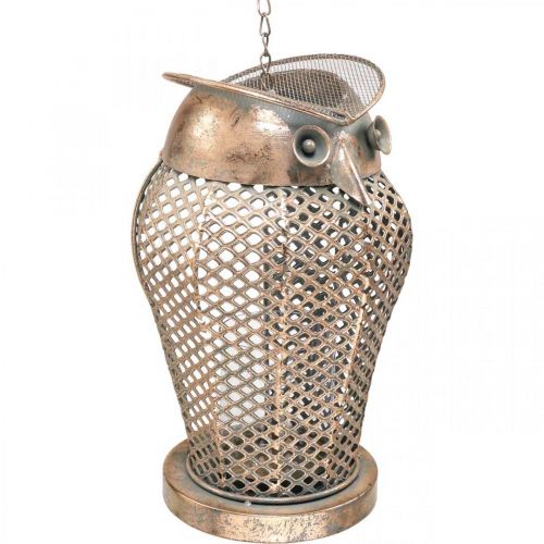 gjenstander Vintage Lantern Owl Hage Lanterne Telysholder Gull H29cm