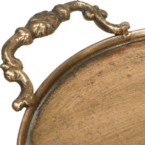 Floristik24 Vintage brett, dekorativt brett gyldent, lysbrett H2cm Ø25/21cm sett med 2