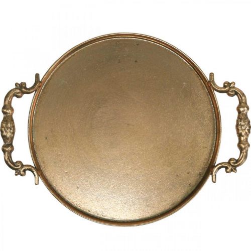 Floristik24 Vintage brett, dekorativt brett gyldent, lysbrett H2cm Ø25/21cm sett med 2