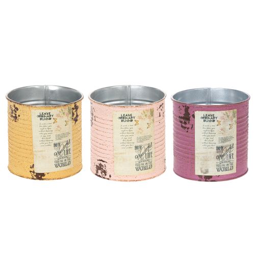 gjenstander Blomsterpotte/blikk i vintage-look med bokstaver til innendørs dekorasjon, 11 cm, 3 stk.