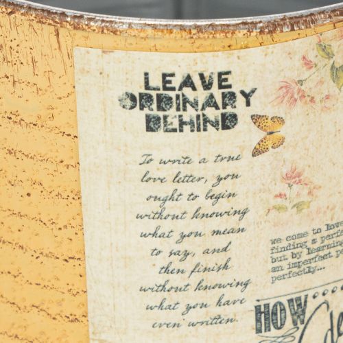 gjenstander Blomsterpotte/blikk i vintage-look med bokstaver til innendørs dekorasjon, 11 cm, 3 stk.