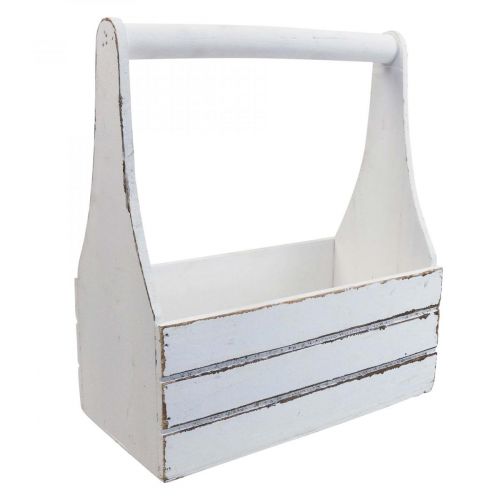 Floristik24 Vintage blomsterkasse plantekasse i tre hvit 28×14×31cm