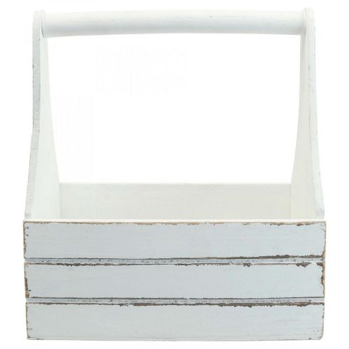 Floristik24 Vintage blomsterkasse plantekasse i tre hvit 28×14×31cm