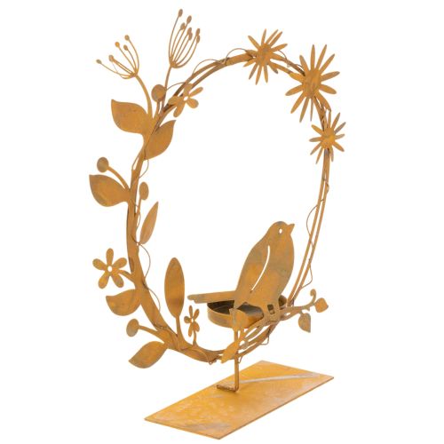 Dekorativ telysholder med fuglemotiv, rustfarget, 24 × 27 × 6 cm kjøpe | Floristik24.no