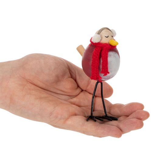 Dekorativ fuglefigur med skjerf, vinterdekorasjon, 11 cm, 4 deler | Floristik24.no