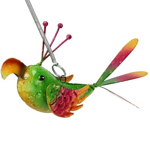 gjenstander Fugl å henge grønn, rosa, oransje 18,5cm