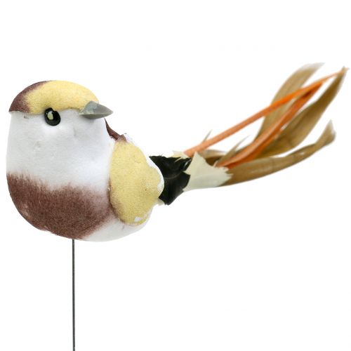 gjenstander Bird on wire brun / oransje 14cm 12stk