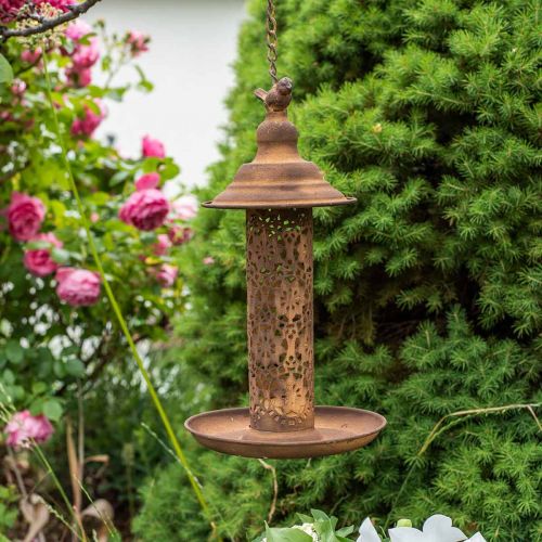 Floristik24 Fuglefôringsstasjon til å henge i rustlook Ø20cm H36cm
