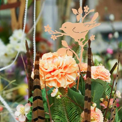 Floristik24 Fugl med pinne metall assortert flerfarget H12cm 10stk