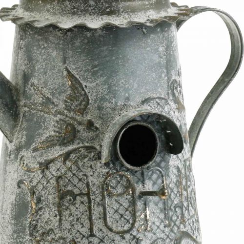 Floristik24 Dekorativt fuglehus vintage, dekorativ kanne metall for oppheng H28,5cm