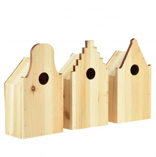 Floristik24 Birdhouse Wooden Brod Box Blåmeis Gran H22,5cm 3stk