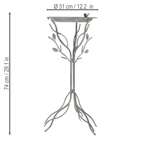 gjenstander Dekorativt fuglebad med delikat bladmønster i vintagestil, 74 cm