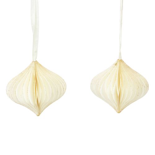 Floristik24 Honeycomb balls honeycomb balls løk hvitt gull Ø8cm 4 stk