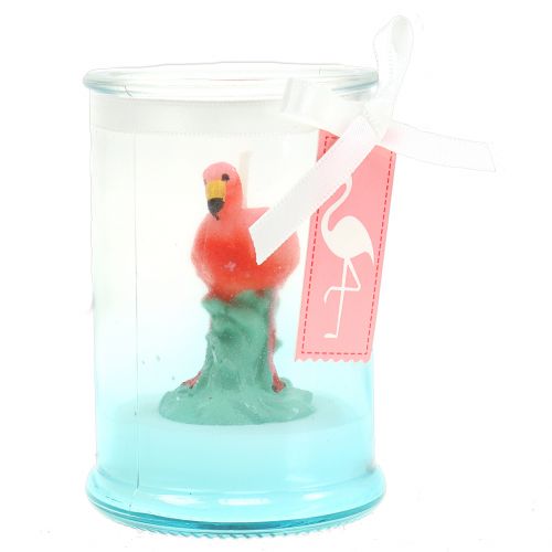 Lyktglass med flamingolys 9cm