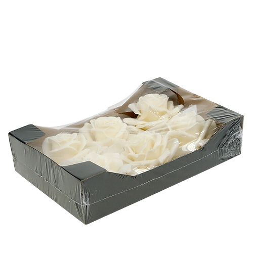 Floristik24 Voksrosa Ø10cm krem 6stk