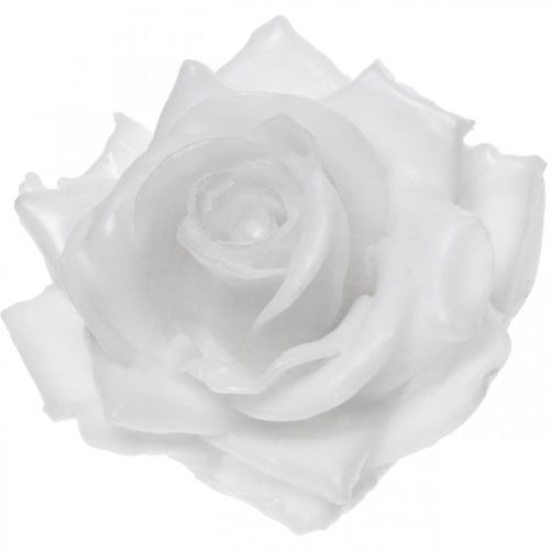 gjenstander Voks rose hvit Ø10cm Vokset kunstig blomst 6stk