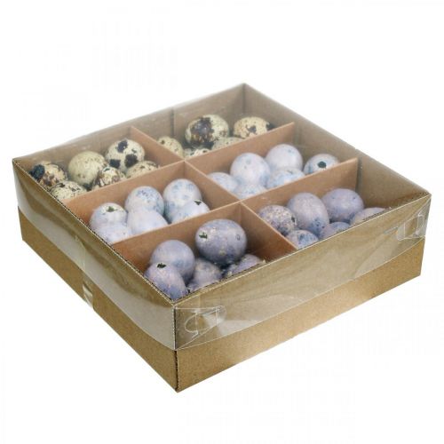 Floristik24 Vaktelegg mix lilla, fiolett, natur tomme egg som dekorasjon 3cm 65p