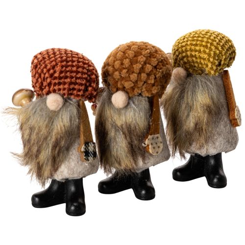 Gnomfigur med skjegg og spiss hatt, 10 cm, 3 deler