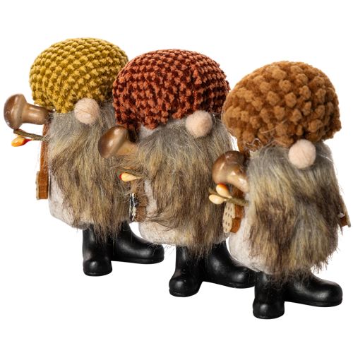 Gnomfigur med skjegg og spiss hatt, 10 cm, 3 deler | Floristik24.no