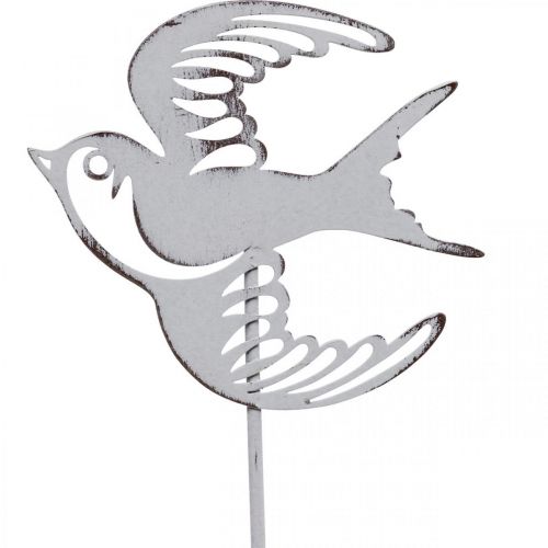 gjenstander Svaledekorasjon, veggdekorasjon laget av metall, fugler til å henge hvite, sølv shabby chic H47,5 cm