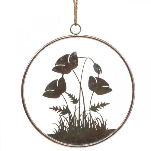 gjenstander Veggdekorasjon, blomster, metall, rose, vintage, Ø30,5 cm, vårdekorasjon, sommerdekorasjon