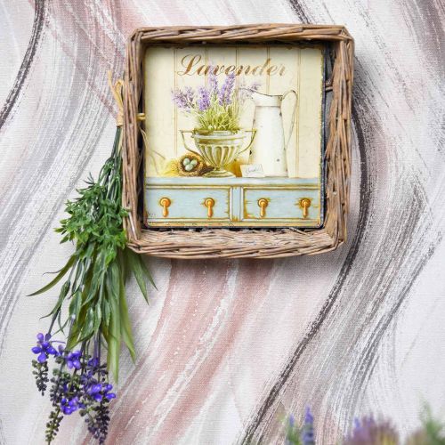 Floristik24 Flettet kurv med lavendelmotiv 20cm