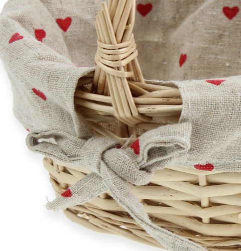 Floristik24 Flettkurv med stoffinnsats 15x11,5cm