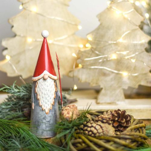 Floristik24 Julenisse med stjerne 18cm rød, grå metall 2stk