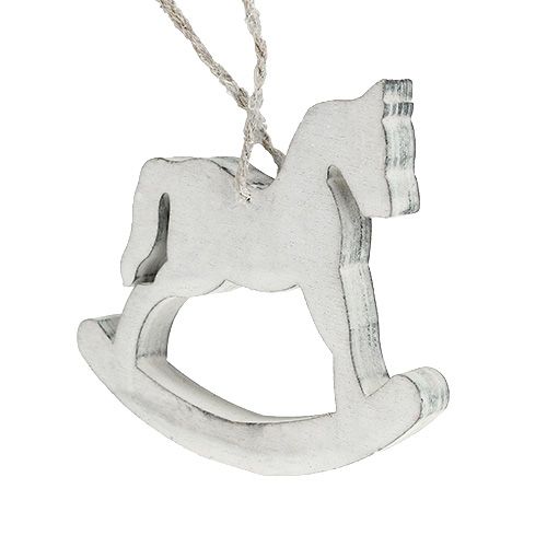 Floristik24 Julepynt gyngehest hvitvasket 12cm 6stk