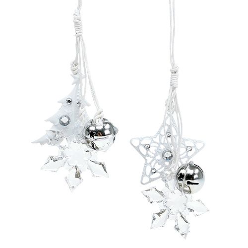 Floristik24 Jul anheng stjerne, juletre hvit 25cm 2stk