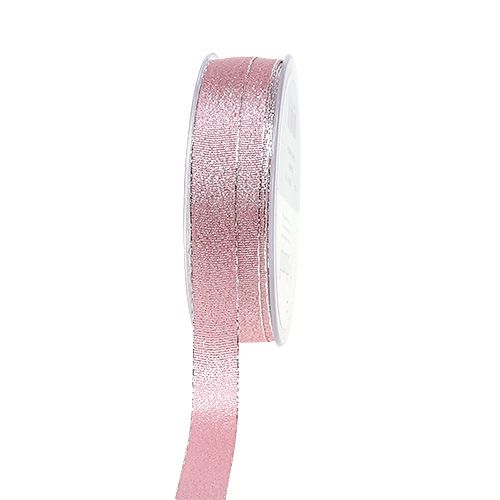 Floristik24 Julebånd rosa-sølv 15mm 20m