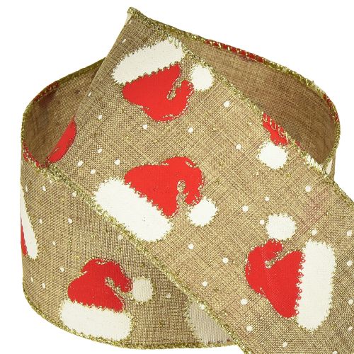 gjenstander Julebånd med nissehatter, brunt, 60 mm, 10 m