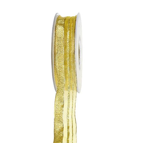 Floristik24 Julebånd med striper gull 25mm 20m