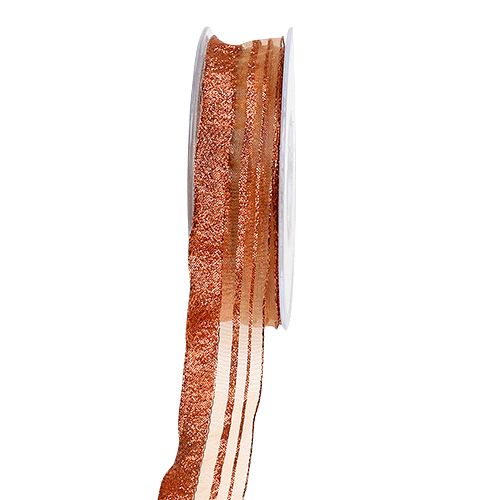 Floristik24 Julebånd med striper av kobber 25mm 20m