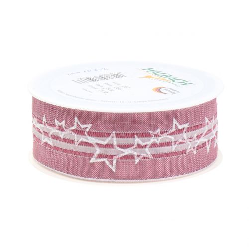 Floristik24 Julebånd med stjerne gammelrosa 35mm 15m