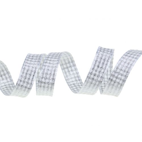 Floristik24 Julebåndsjekkbånd med glimmerhvit 15mm 20m