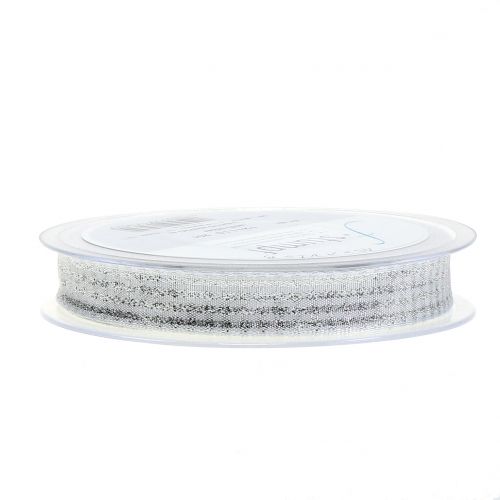 Floristik24 Julebåndsjekkbånd med glimmerhvit 15mm 20m