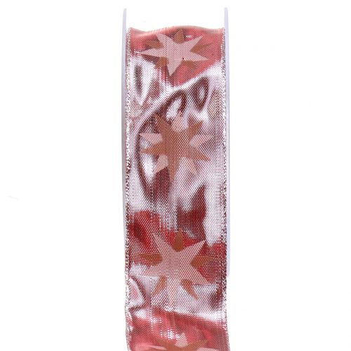 Floristik24 Julebånd holografisk rosa, sølv 40mm 20m