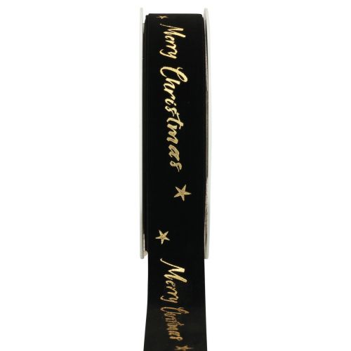 Gavebånd Julebånd sort fløyelsbånd 25mm 20m