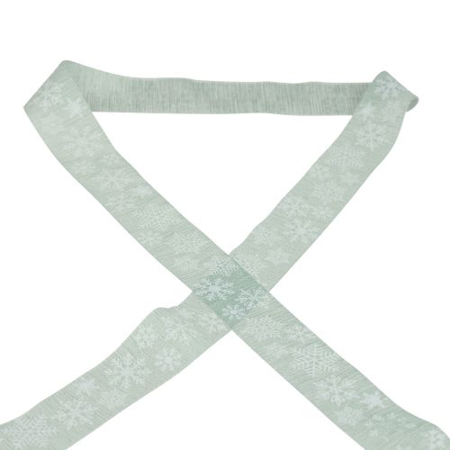 Floristik24 Julebånd snøfnugg gavebånd lys grønt 35mm 15m