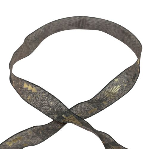 gjenstander Julebånd brunt gull gavebånd gran 25mm 15m