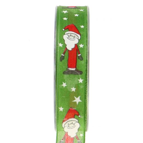 Julebånd med Santa Green 25mm 20m